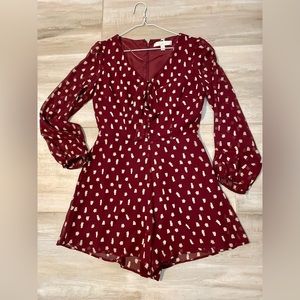 LC Lauren Conrad Burgundy Owl Romper